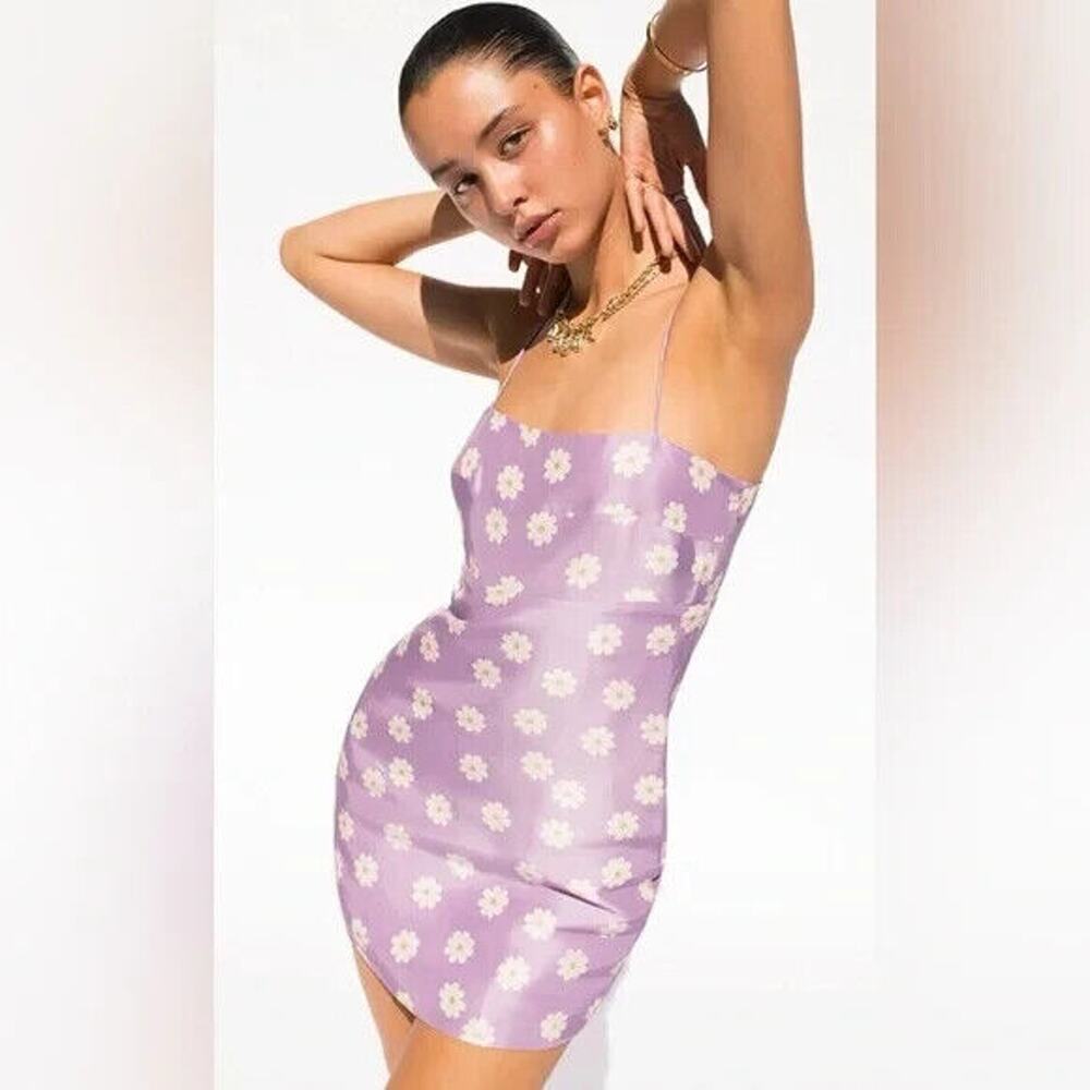 Realisation Par The Christy Purple White Daisy Coquette Cottagecore Mini Dress
